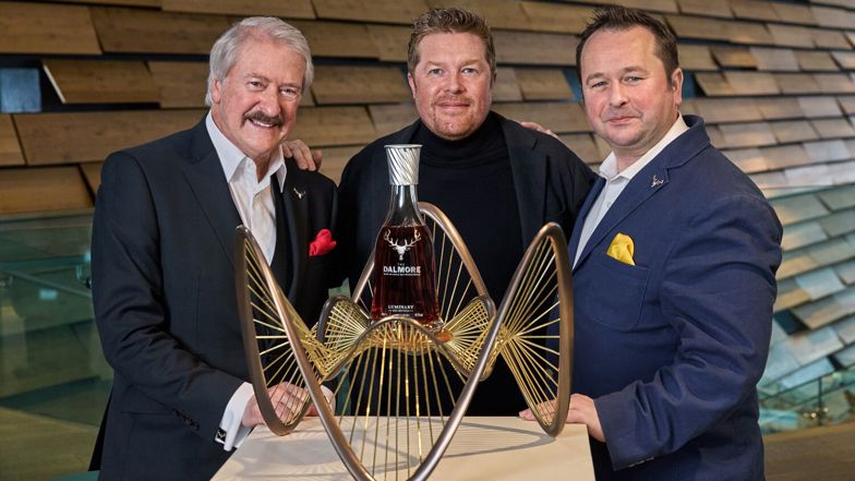Richard Paterson, Ben Dobbin and Gregg Glass at V&A Dundee with Ben's sculpture for Luminary 2025 Edition - The Rare  