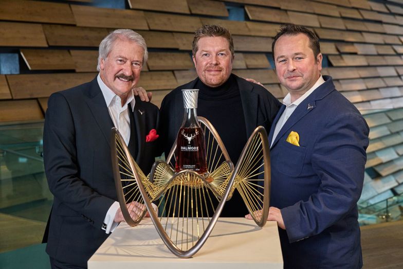 Richard Paterson, Ben Dobbin and Gregg Glass at V&A Dundee with Ben's sculpture for Luminary 2025 Edition - The Rare  